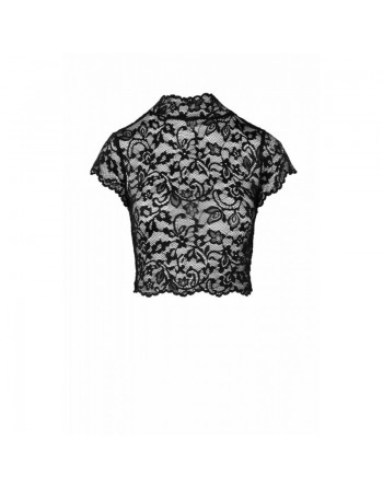 Essence Top noir en dentelle avec col montant/Jesyh.com